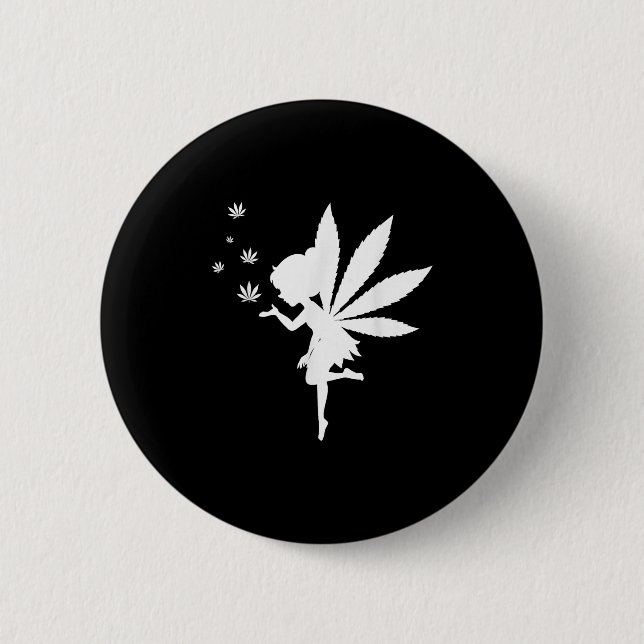 Weed Fairy Fantasy Leaf Stoner Pot Smoker  6 Cm Round Badge (Front)