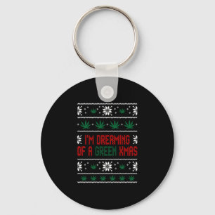 Weed Green Ugly Christmas Sweater Xmas Key Ring