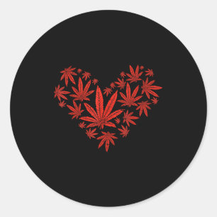 Weed Heart Funny Valentines Day Pot Stoner Gift Classic Round Sticker