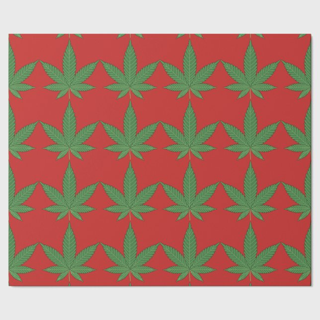 Weed Leaf Christmas Wrapping Paper (Seam)