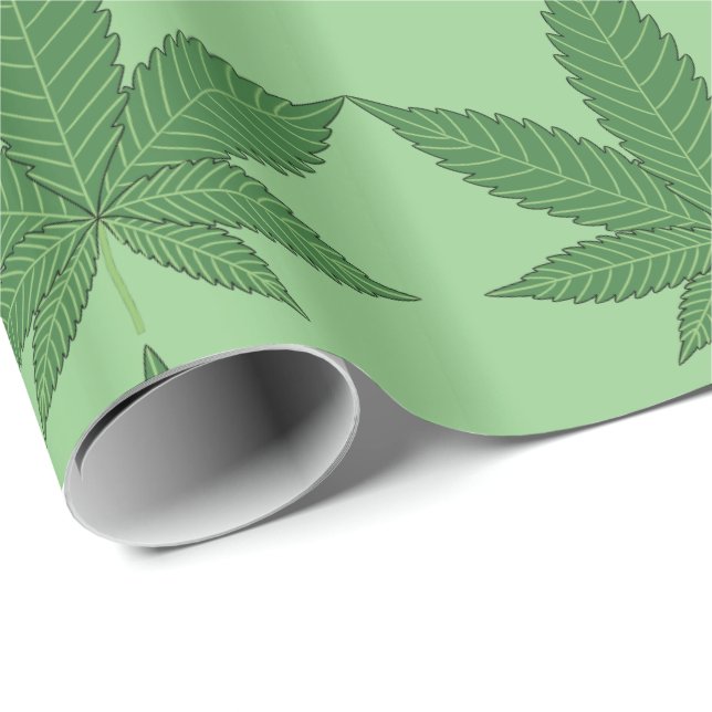 Weed Leaf Green on Light Green Wrapping Paper (Roll Corner)