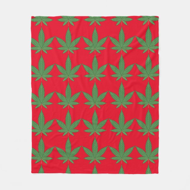 Weed Leaf Personalised Fleece Blanket (Front)