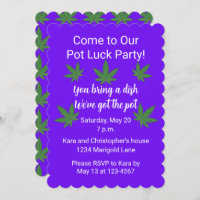 Weed Leaf Pot Luck Personalised Invitation
