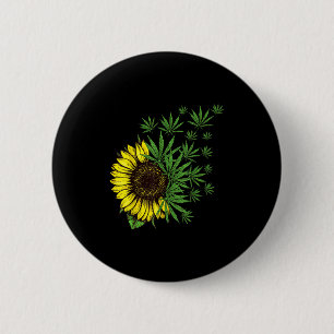 Weed Leaf Sunflower Women T Smoker  6 Cm Round Badge