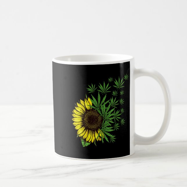 Weed Leaf Sunflower Women T Smoker  Coffee Mug (Right)