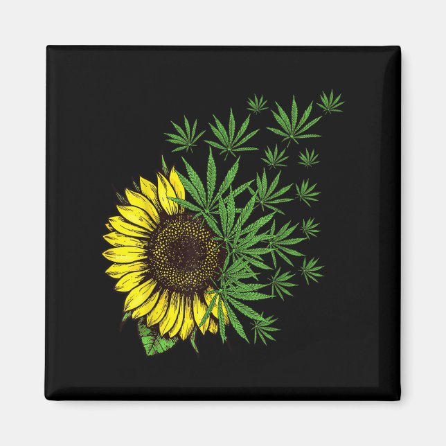 Weed Leaf Sunflower Women T Smoker  Magnet (Front)