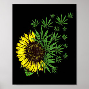 Weed Leaf Sunflower Women T Smoker  Poster
