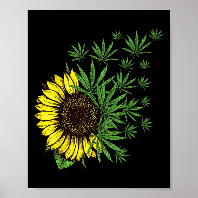 Weed Leaf Sunflower Women T Smoker  Poster (Front)