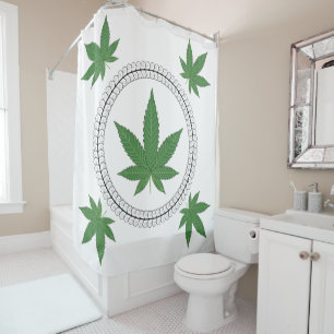 Weed Leaf Tree Ring Swirl Border Personalised  Shower Curtain