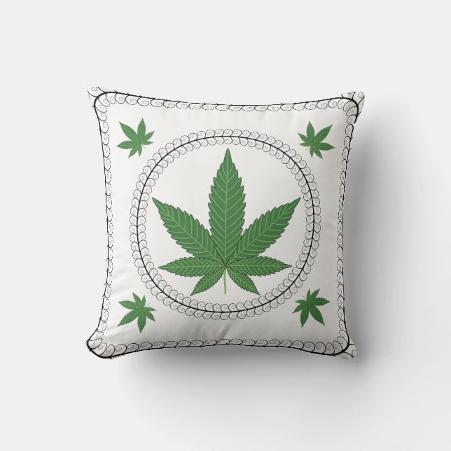 Weed Leaf Tree Swirl Trim Cushion (Front)