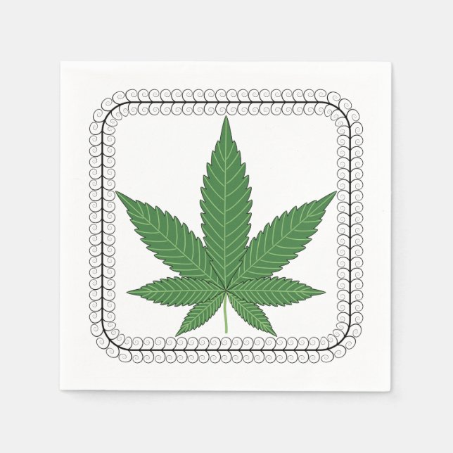 Weed Leaf Tree Swirl Trim Napkin (Front)