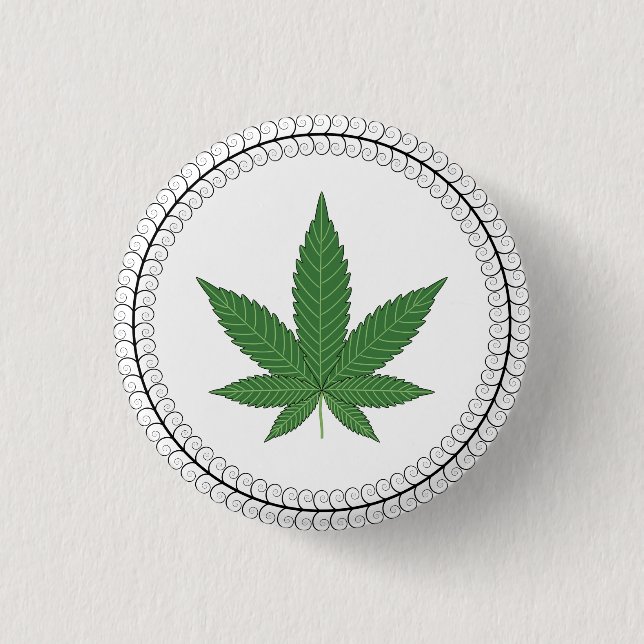 Weed Leaf Tree Swirl Trim Personalised 3 Cm Round Badge (Front)