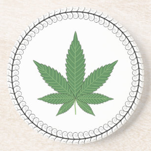 Weed Leaf Tree Swirl Trim Personalised Coaster