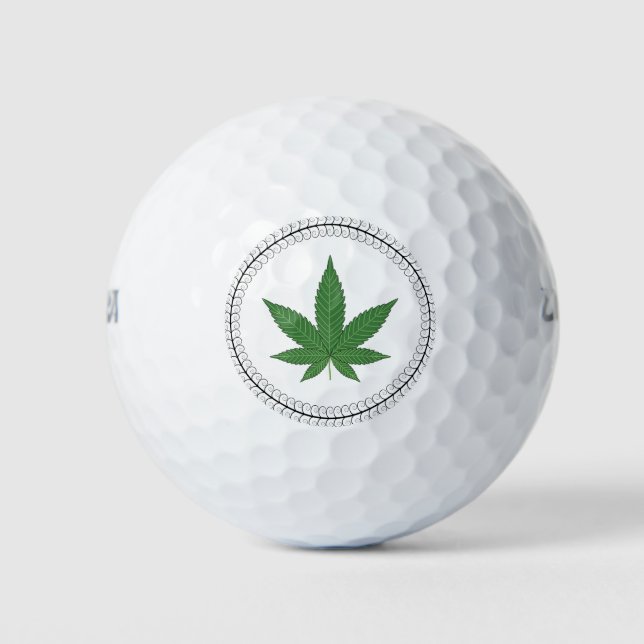 Weed Leaf Tree Swirl Trim Personalised Golf Balls (Front)