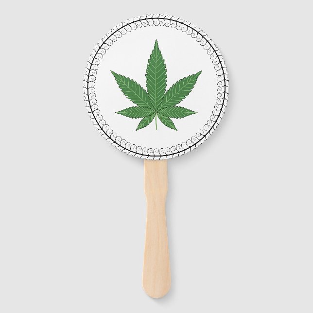 Weed Leaf Tree Swirl Trim Personalised Hand Fan (Front)