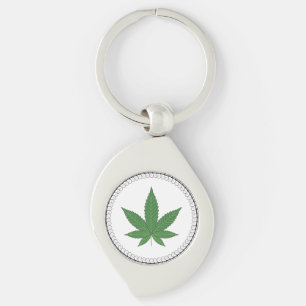 Weed Leaf Tree Swirl Trim Personalised Key Ring