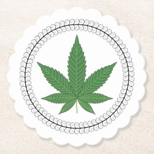 Weed Leaf Tree Swirl Trim Personalised Paper Coaster