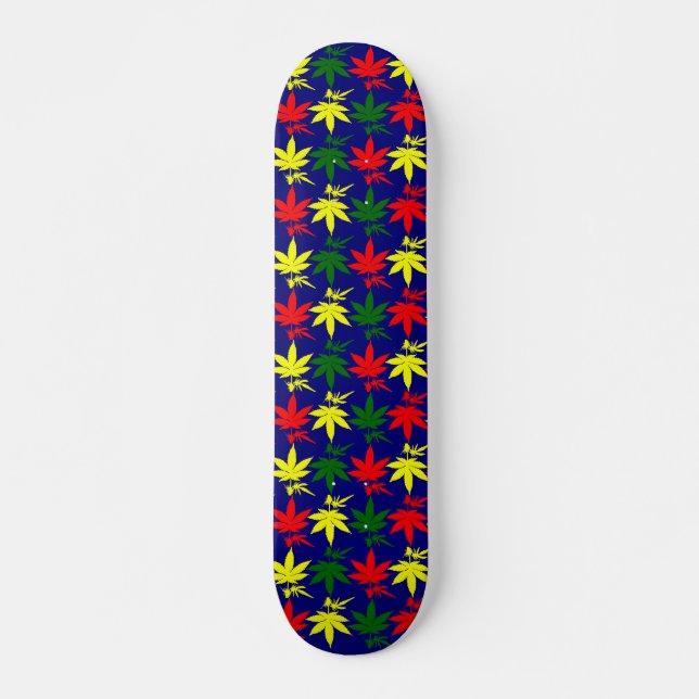 Weed Leaves Drops Blue Designed Skateboard (Front)