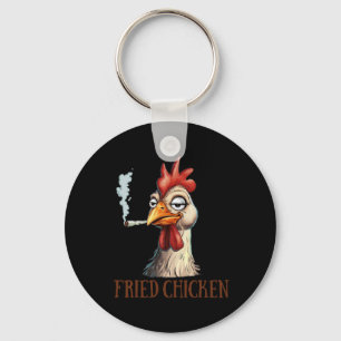 Weed Lover Chicken Smoking Stoned Fried Chicken Key Ring