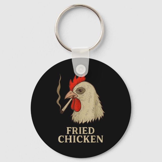 Weed Meme Funny Fried Chicken Smoking  Key Ring (Front)