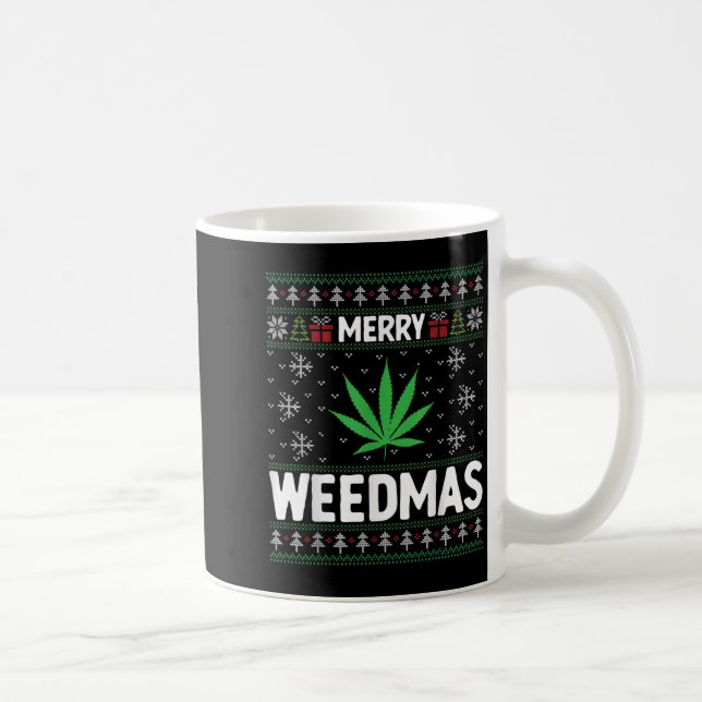 Weed Merry Weedmas Xmas Smoking  Coffee Mug (Right)