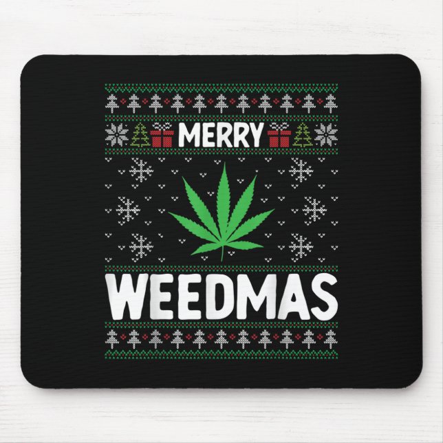 Weed Merry Weedmas Xmas Smoking  Mouse Pad (Front)