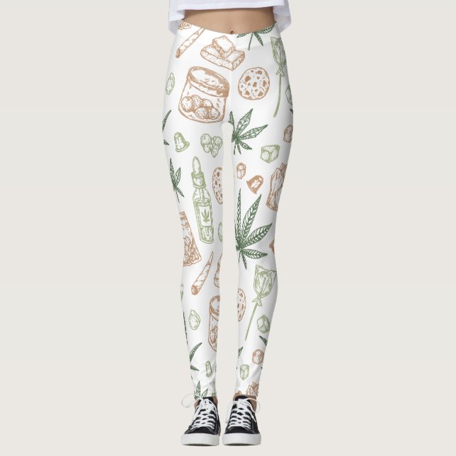 Weed Pattern Women's Fashion Leggings (Front)