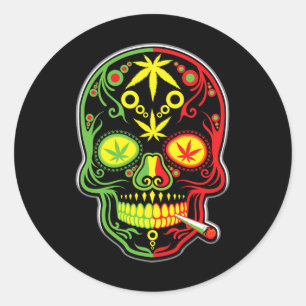Weed Skull Stoner Mexican Cinco De Mayo Classic Round Sticker