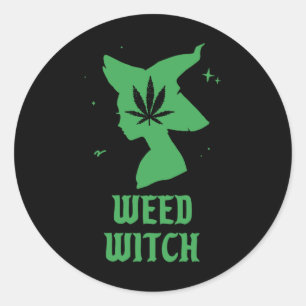 Weed Witch Funny Spooky Vibes Halloween Costume  Classic Round Sticker