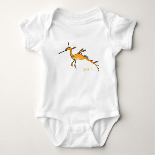 Weedy seadragon cartoon illustration  baby bodysuit