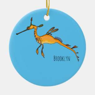 Weedy seadragon cartoon illustration  ceramic ornament