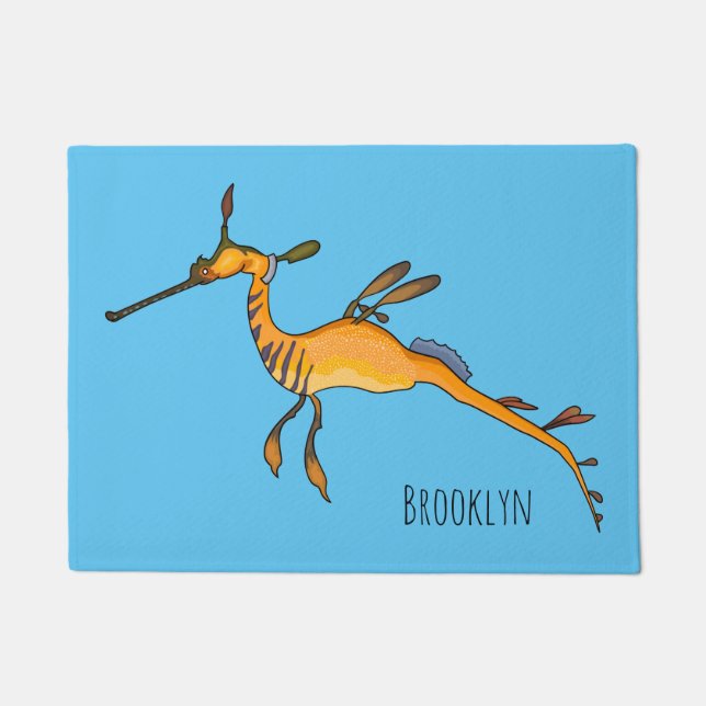 Weedy seadragon cartoon illustration  doormat (Front)