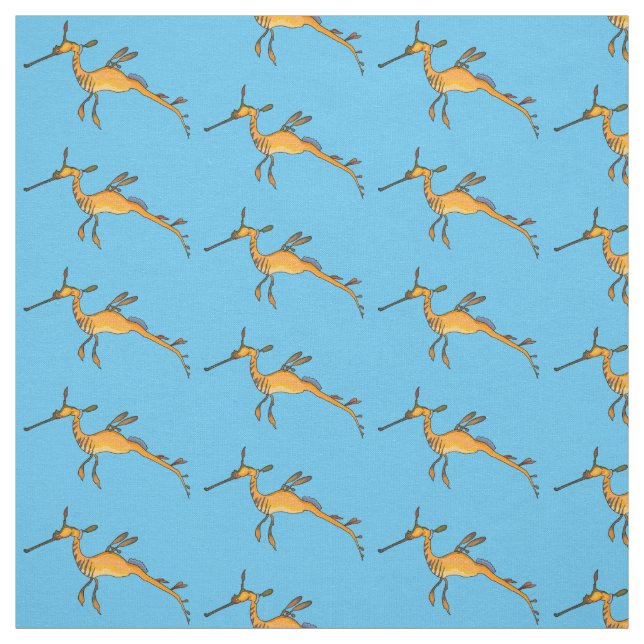 Weedy seadragon cartoon illustration fabric (Swatch)