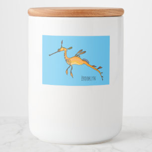 Weedy seadragon cartoon illustration food label