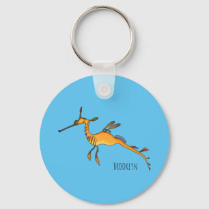 Weedy seadragon cartoon illustration key ring