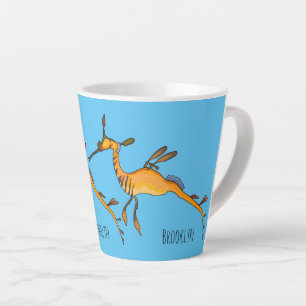Weedy seadragon cartoon illustration  latte mug