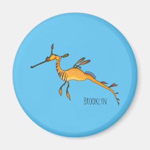 Weedy seadragon cartoon illustration magnet