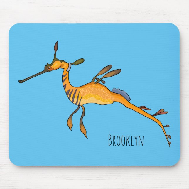 Weedy seadragon cartoon illustration  mouse pad (Front)