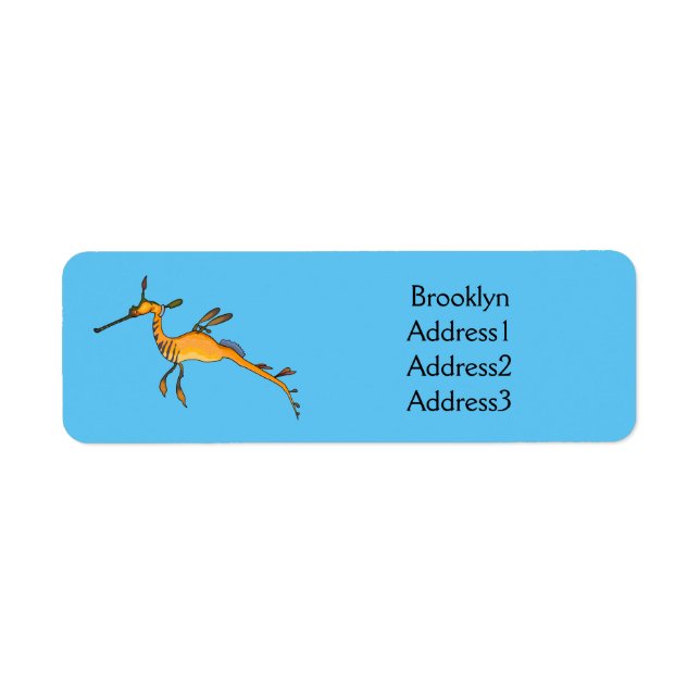 Weedy seadragon cartoon illustration  return address label (Front)