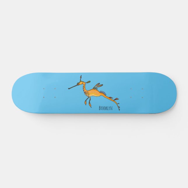 Weedy seadragon cartoon illustration skateboard (Horz)