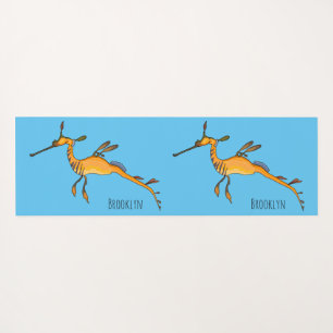 Weedy seadragon cartoon illustration  yoga mat