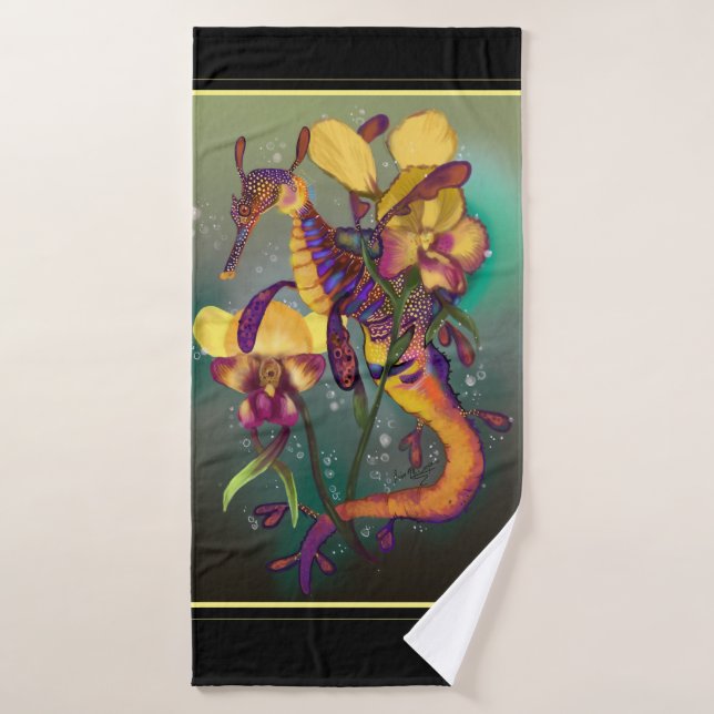 Weedy Seadragon with Orchids Bath Towel Set (Bath Towel)