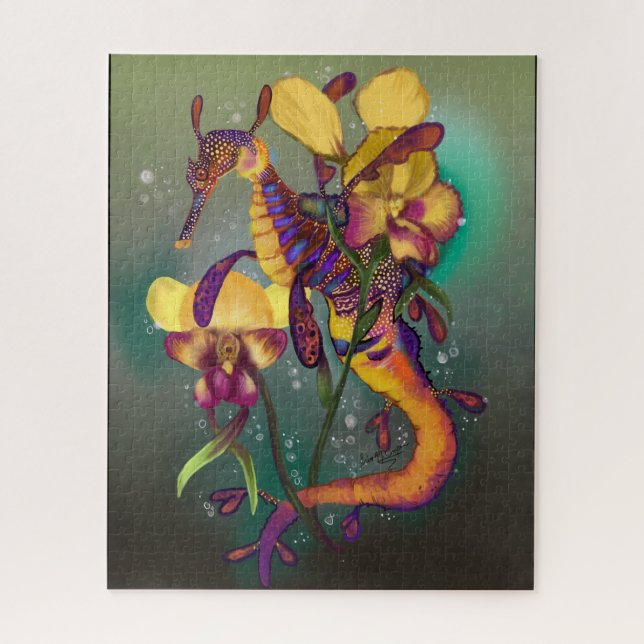 Weedy Seadragon with Orchids Jigsaw Puzzle (Vertical)
