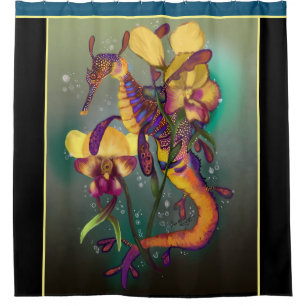 Weedy Seadragon with Orchids Shower Curtain