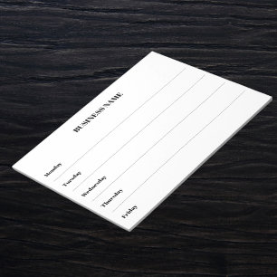 Week calendar business name notepad