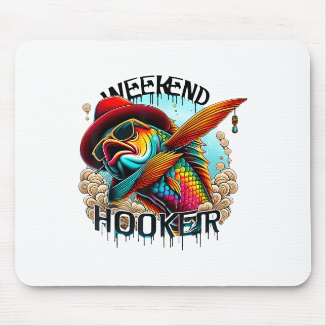 Weekend Colourful Fishing Funny Fishing  Mouse Pad (Front)