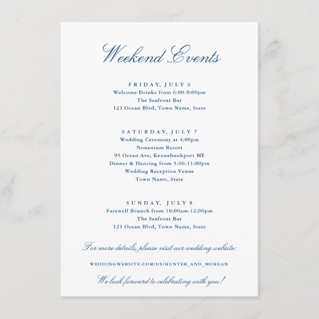 Weekend Events Kennebunkport Wedding Collection  Enclosure Card (Front)