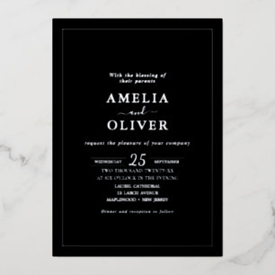 Weekend Events QR Foil Silver Black Modern Wedding