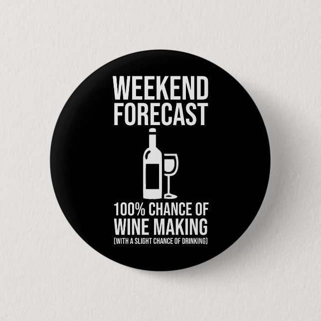 Weekend Forecast - 100% Chance of Wine Making 6 Cm Round Badge (Front)