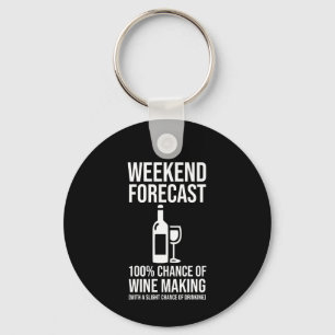 Weekend Forecast - 100% Chance of Wine Making Key Ring